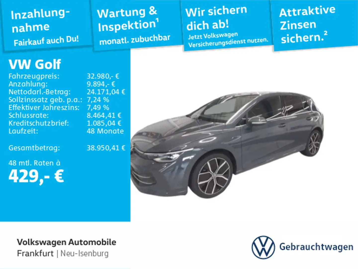 Volkswagen Golf VIII 1.5 eTSI DSG Navi LEDPlus DCC DAB+ Fro Grau - 1