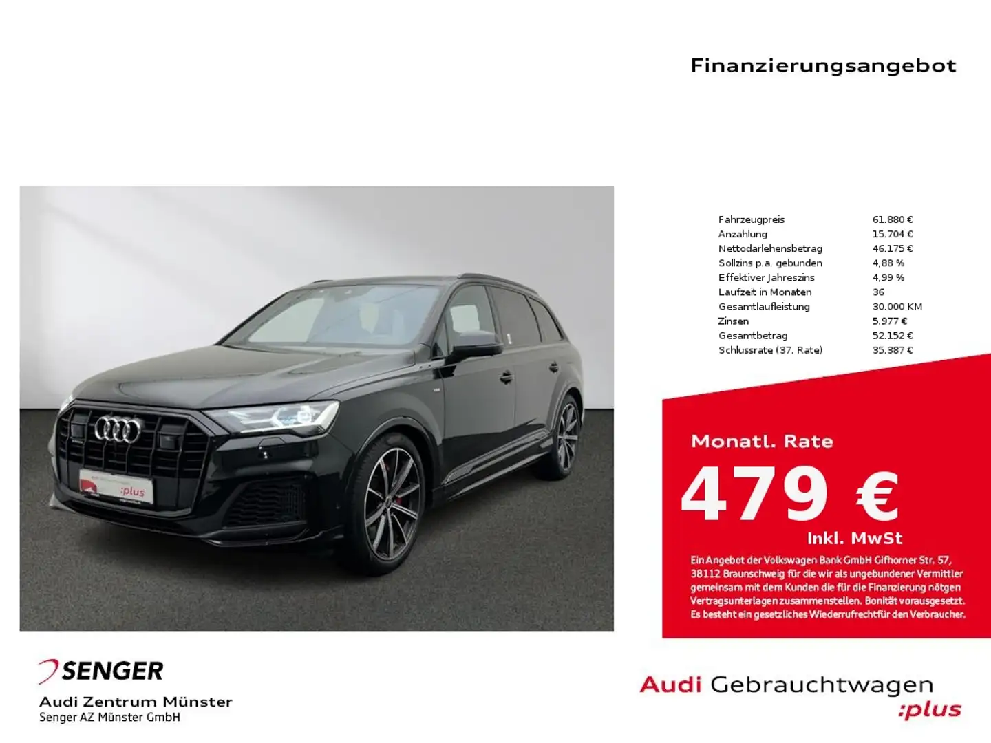 Audi Q7 55 TFSI e S line quattro LED Pano B&O Massage Schwarz - 1