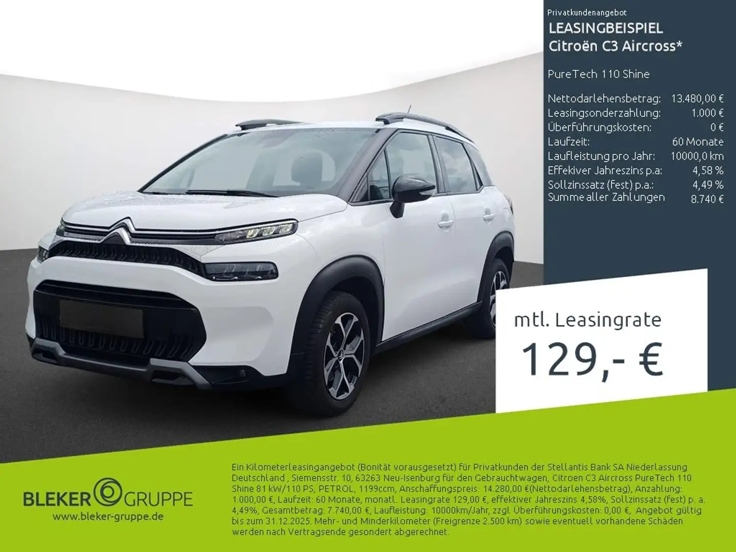 Citroen C3 Aircross PureTech 110 Shine Blanc - 1