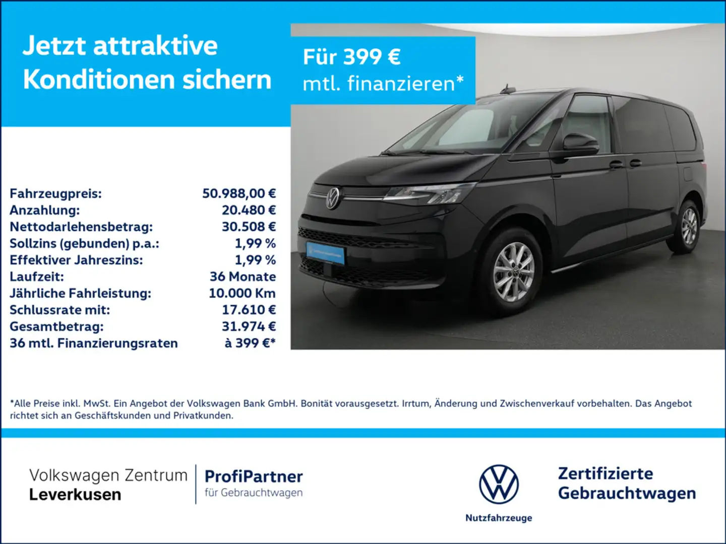 Volkswagen T7 Multivan Life DSG 7-SITZER CARPLAY LED SHZ Schwarz - 1