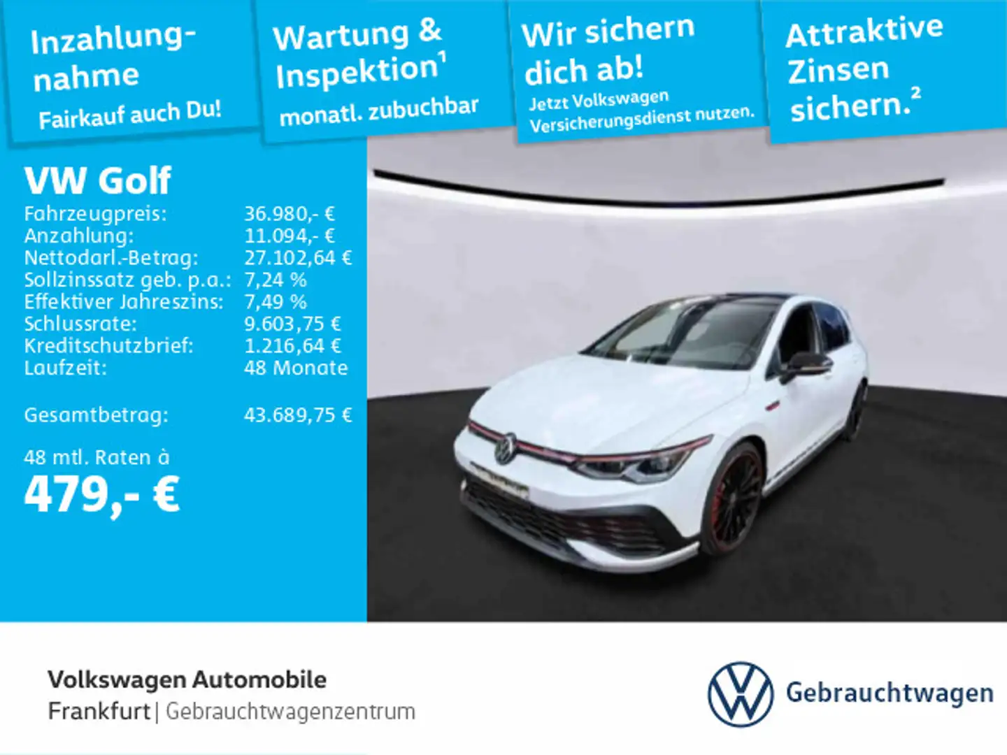 Volkswagen Golf GTI Golf VIII 2.0 TSI DSG GTI Clubsport Navi IQ.LIGH Weiß - 1