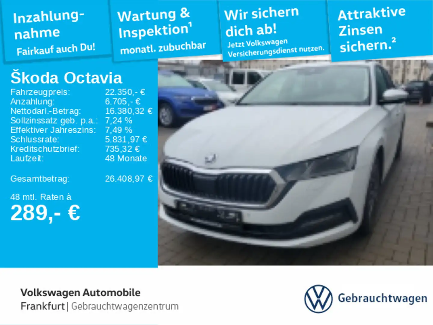 Skoda Octavia Combi 2.0 TDI DSG Clever Navi LED FrontA Weiß - 1