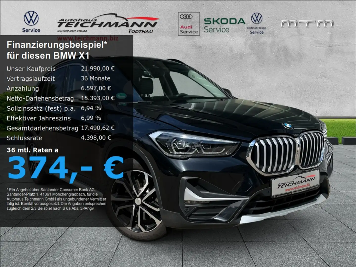 BMW X1 xDrive 20 i xLine EU6d-T Schwarz - 1