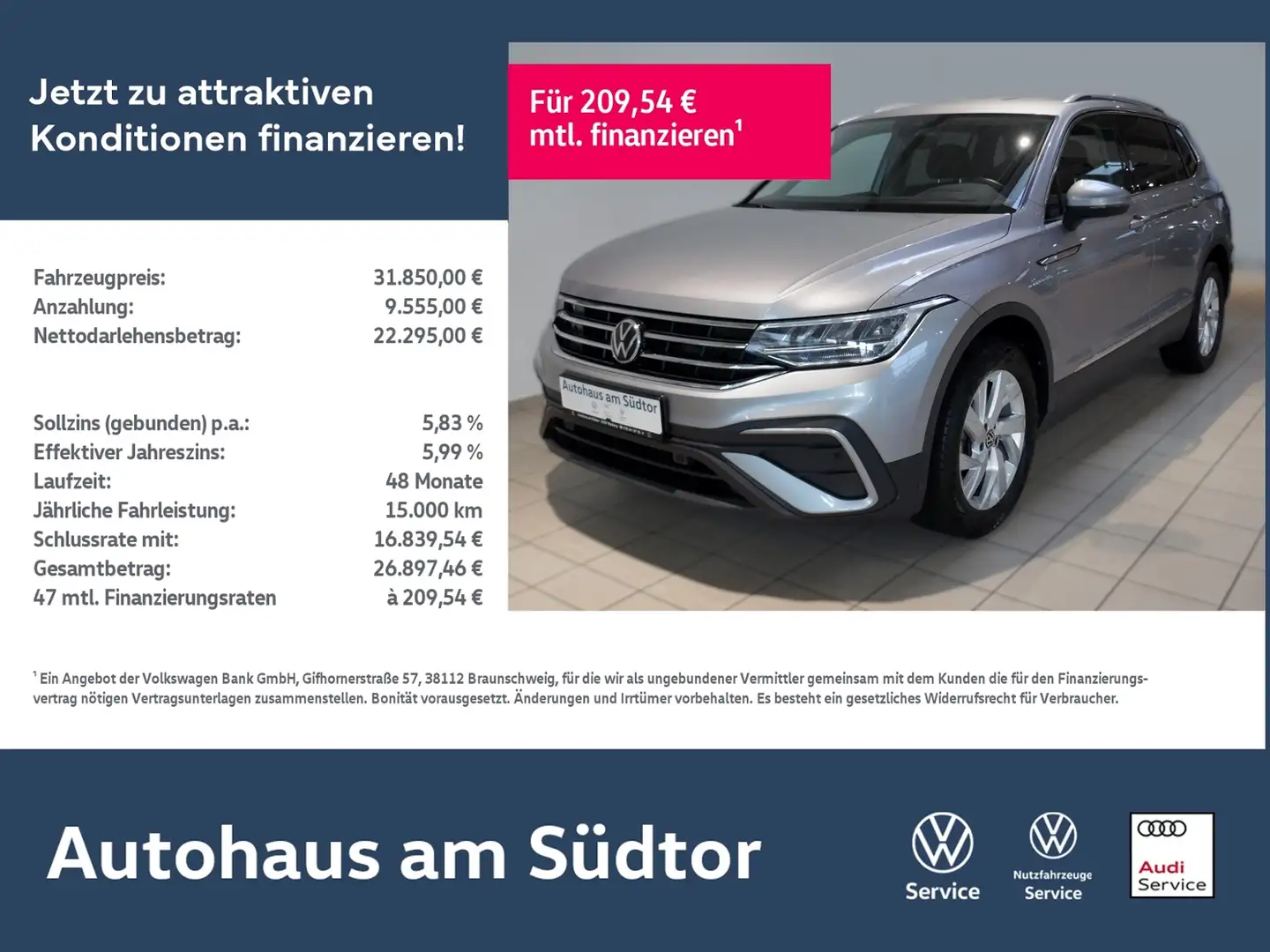 Volkswagen Tiguan Allspace Life 2.0 TDI | LED AHK RFK ACC Silber - 1