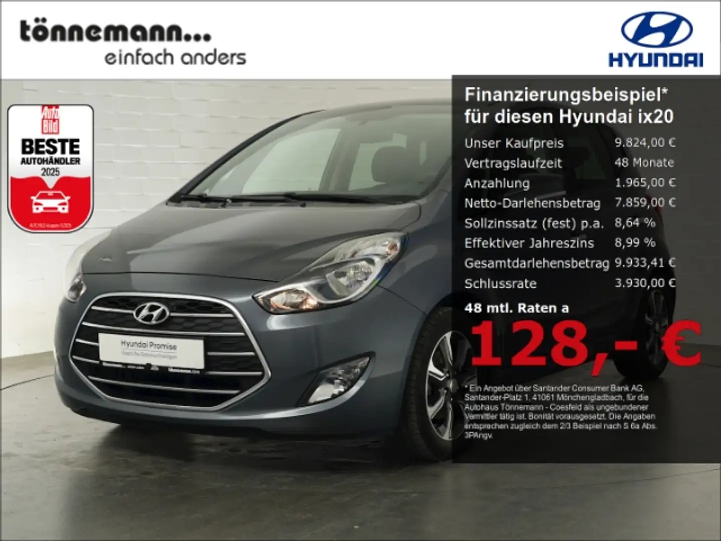 Hyundai iX20 SPACE PLUS BLUE+NAVI+RÜCKFAHRKAMERA+SCHIEBEDACH+SI Grau - 1