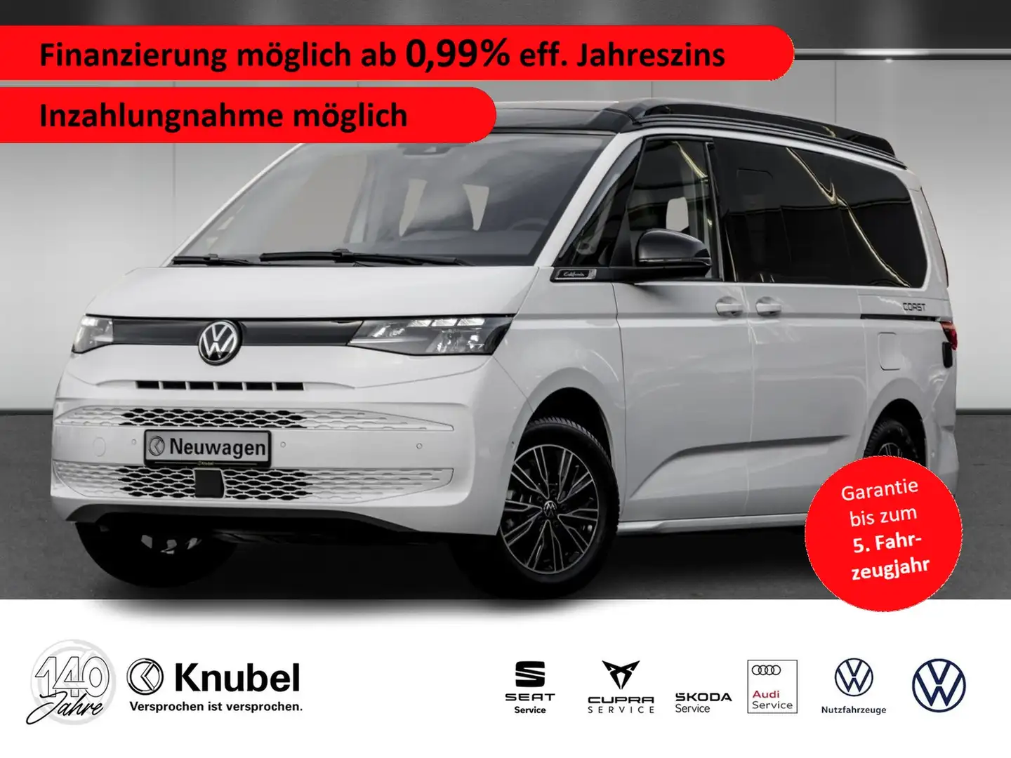 Volkswagen T7 California Coast 2.0 TDI DSG AHK Standh. Navi LED Wit - 1