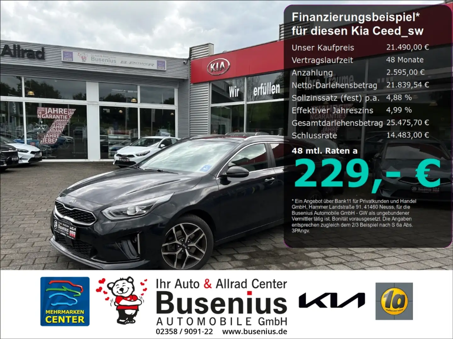 Kia Ceed SW / cee'd SW 1.4 T-GDI DCT GT Line+Pano+Navi+LED+ACC Nero - 1