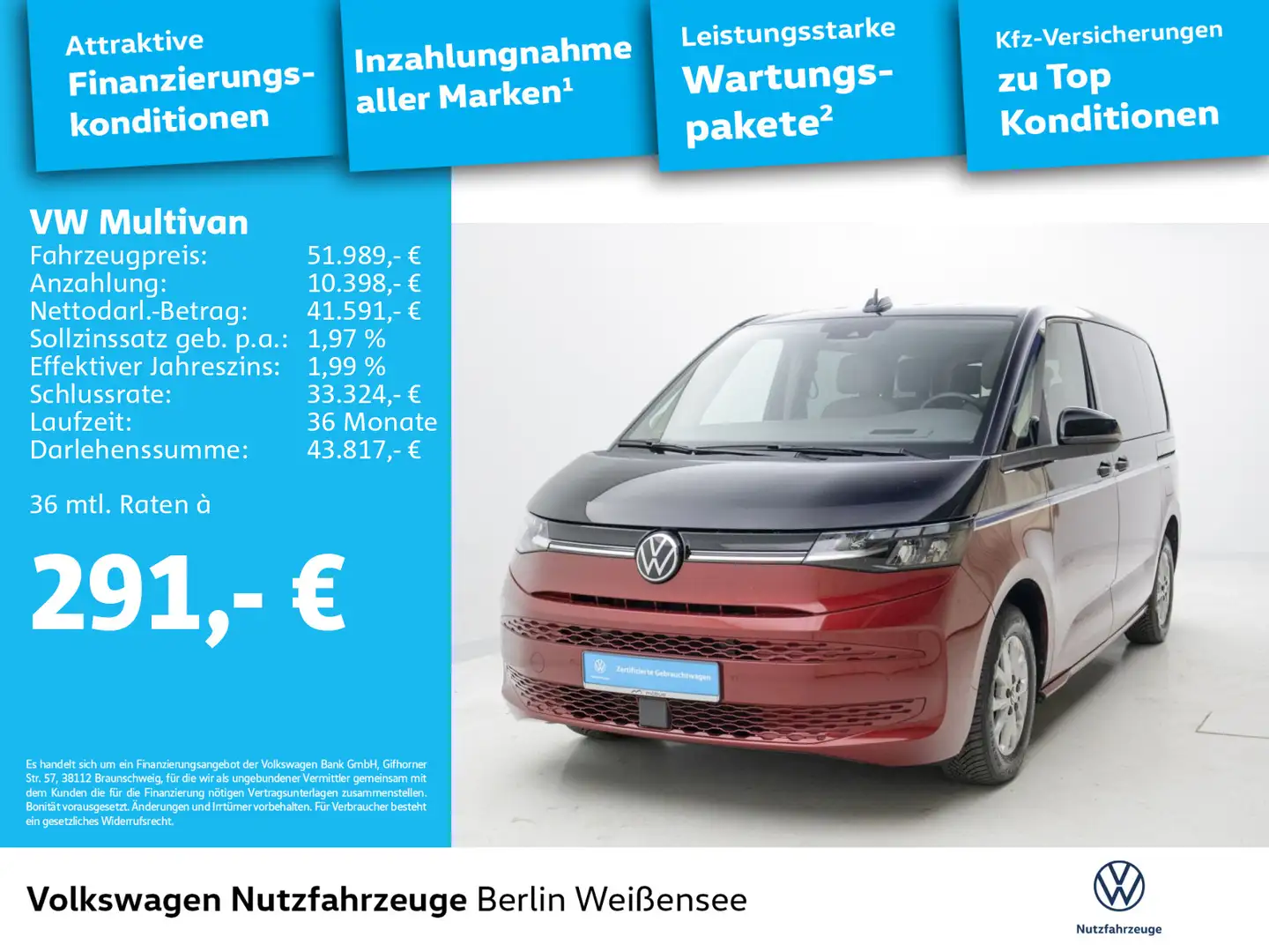 Volkswagen T7 Multivan T7 Multivan Life TDI DSG*AHK*APP*HUD*LED*DSG* Roşu - 2