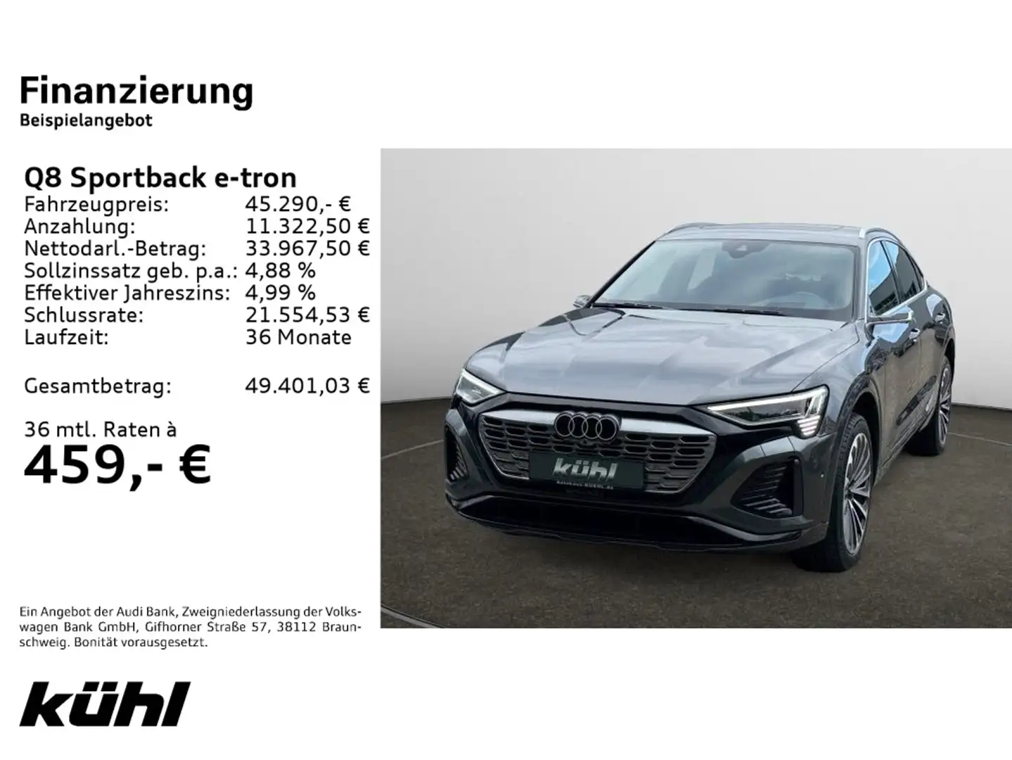 Audi Q8 e-tron Q8 e-tron Sportback 55 quattro S line AHK,Pano, Grau - 2