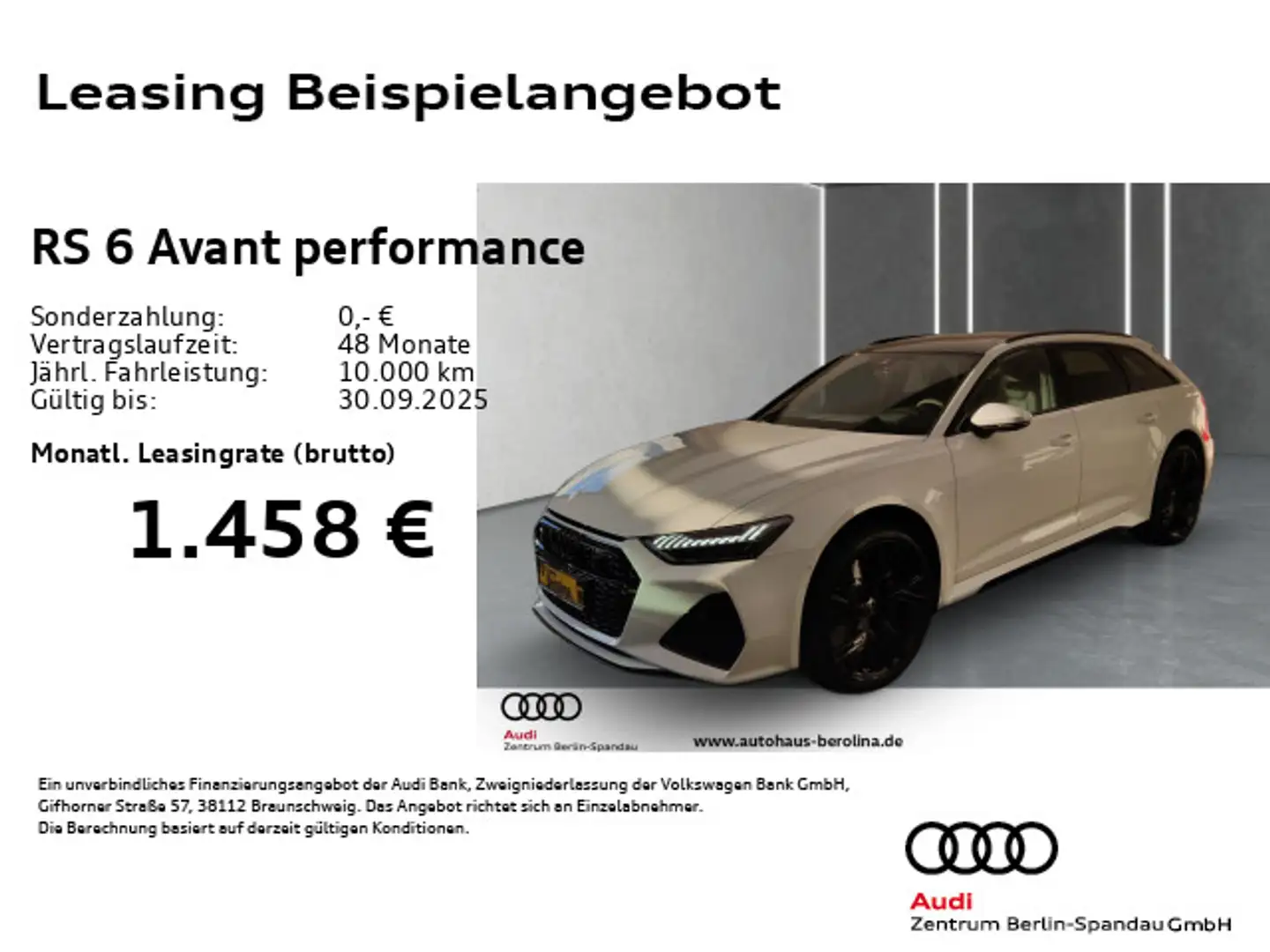 Audi RS6 RS6 Avant performance *HD-MATRIX*StdHz*PANO*B&O* Weiß - 1