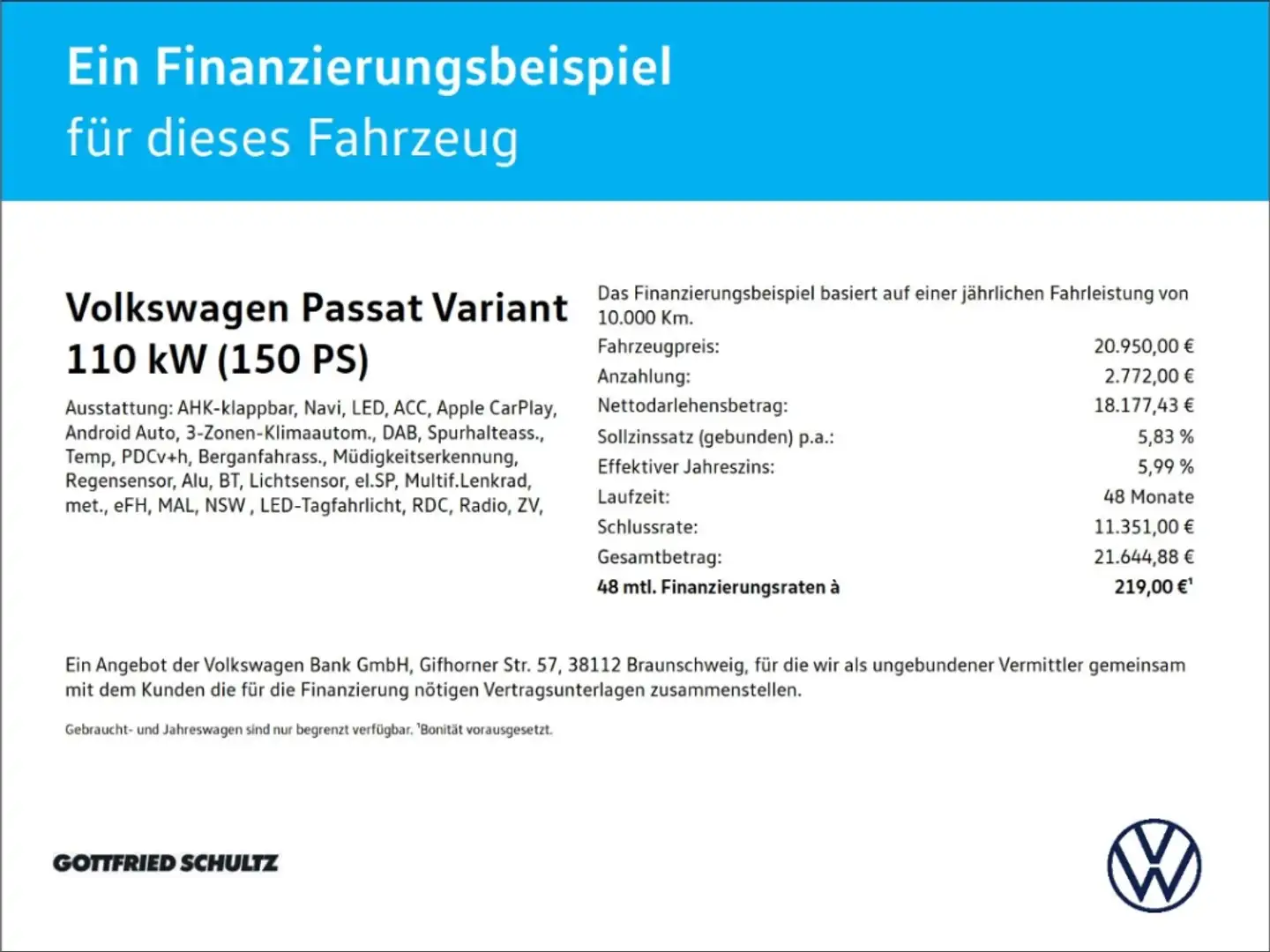 Volkswagen Passat Variant 2.0 TDI DSG AHK ACC LED NAVI PDC LM Schwarz - 2