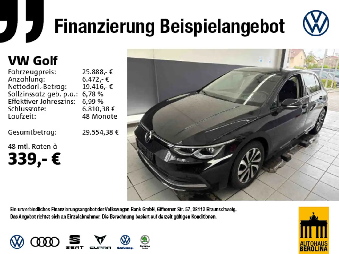 Volkswagen Golf VIII 2.0 TDI Active DSG *PANO*IQ-MATRIX* Schwarz - 1