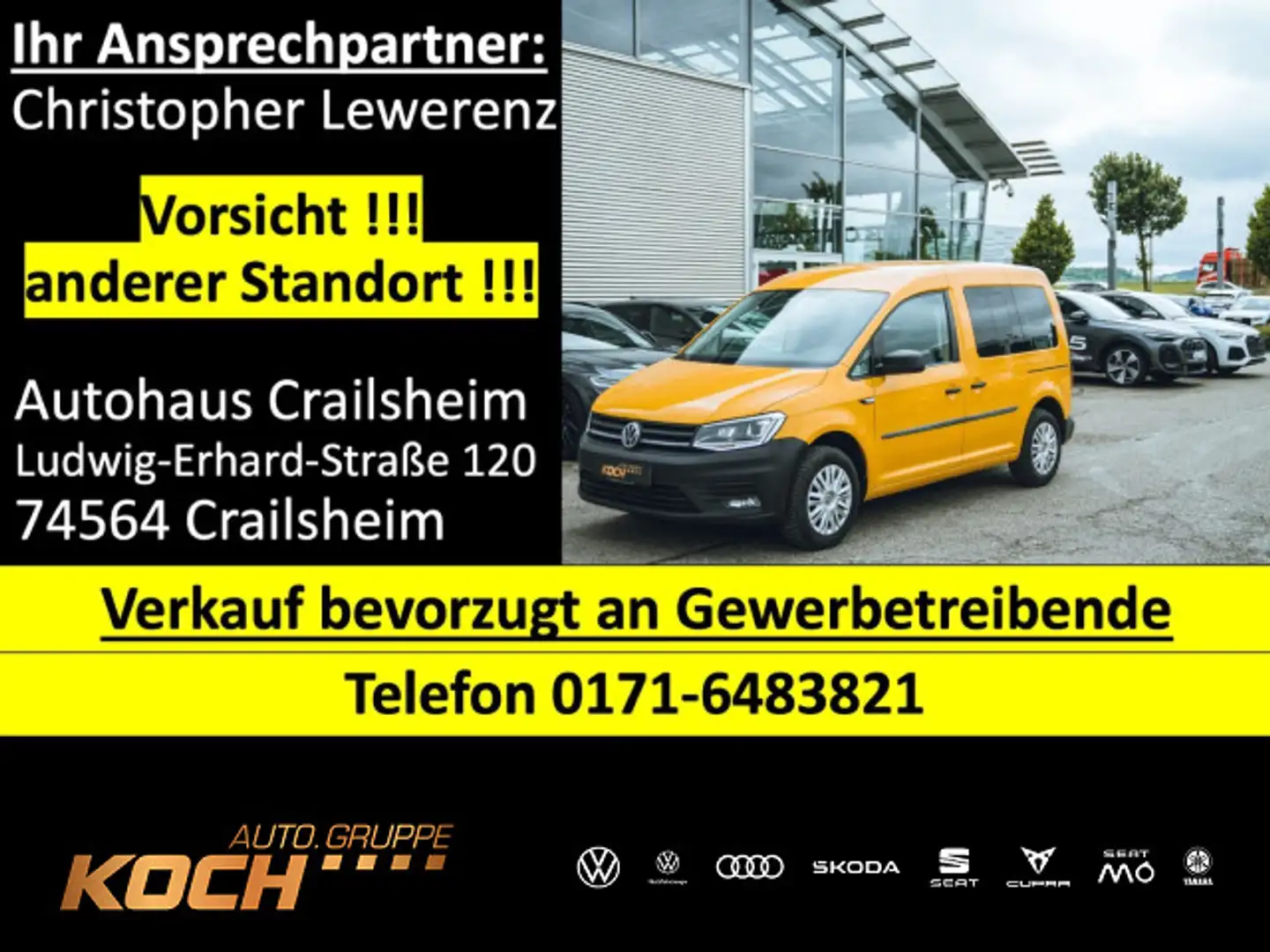 Volkswagen Caddy Trendline 2.0 TDI AHK Xenon Navi Klimaauto Amarillo - 1