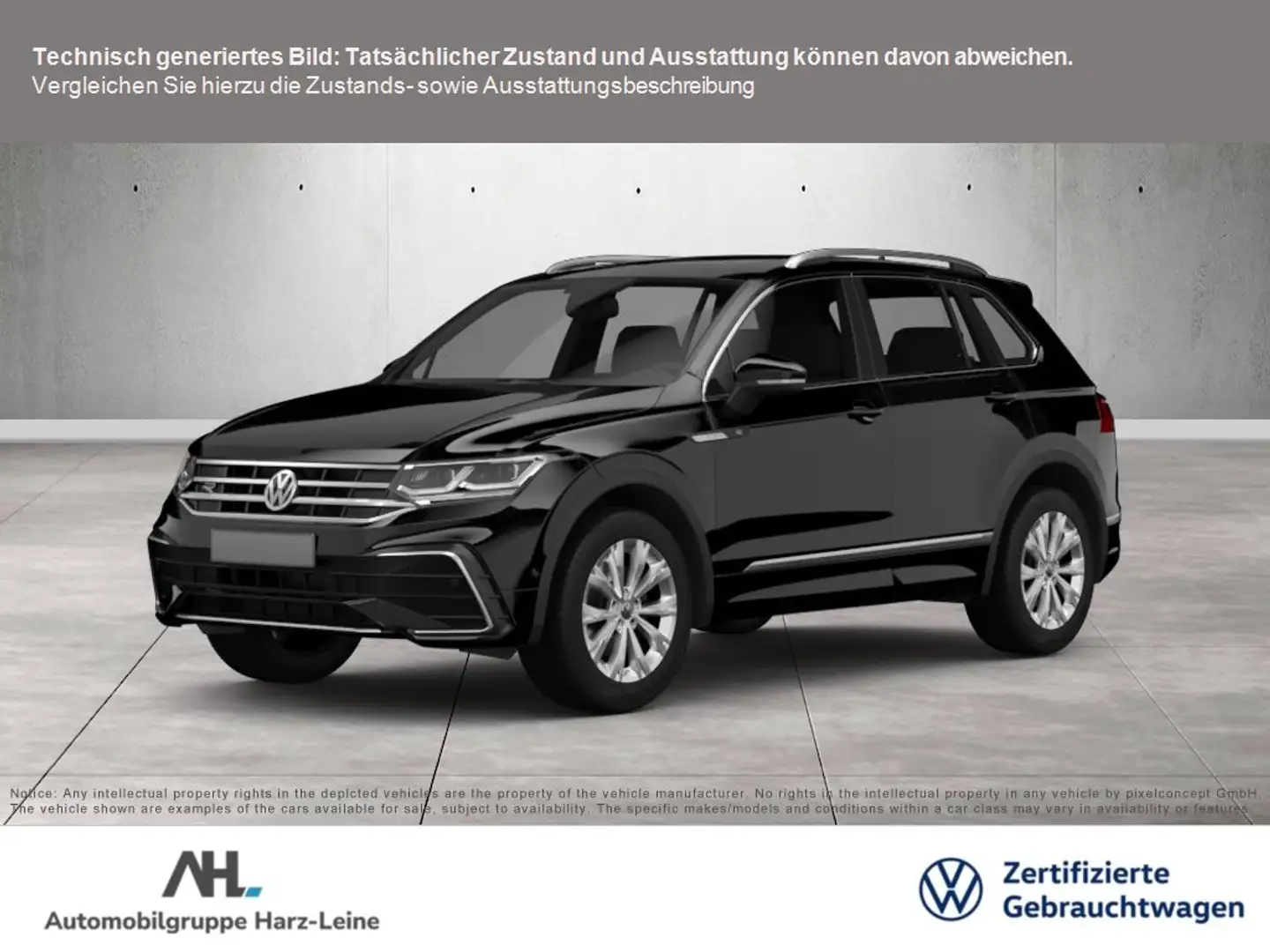 Volkswagen Tiguan 2.0 TDI R-Line 4M DSG Matrix Navi ACC Pano AHK Led Schwarz - 1