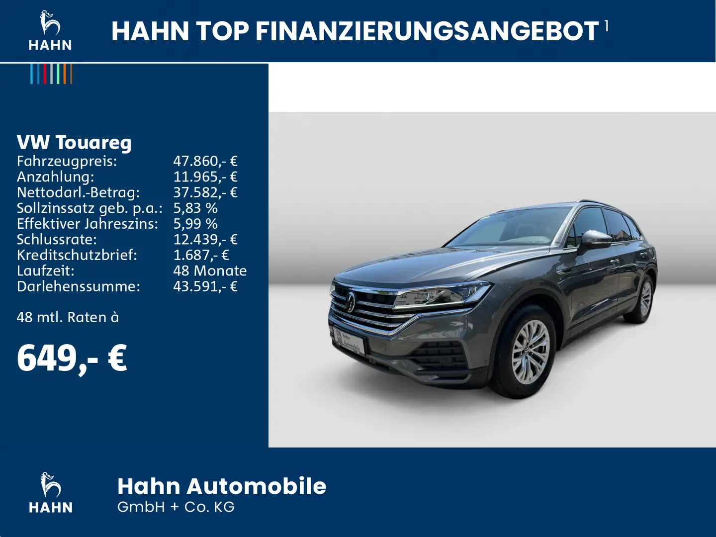 Volkswagen Touareg 3.0TDI V6 4Mo AHK Luft ACC Standh LED Grau - 2