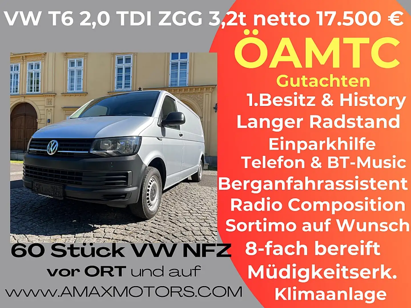 Volkswagen T6 Bus LR Heckklappe 2,0 TDI Netto 17.500€,- Pa... Argent - 1
