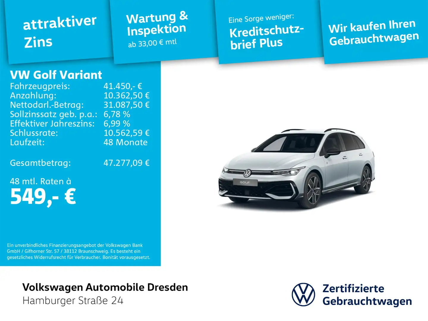 Volkswagen Golf Variant Golf VIII Variant R-Line 1.5 eTSI DSG AHK NAV LE Argent - 1
