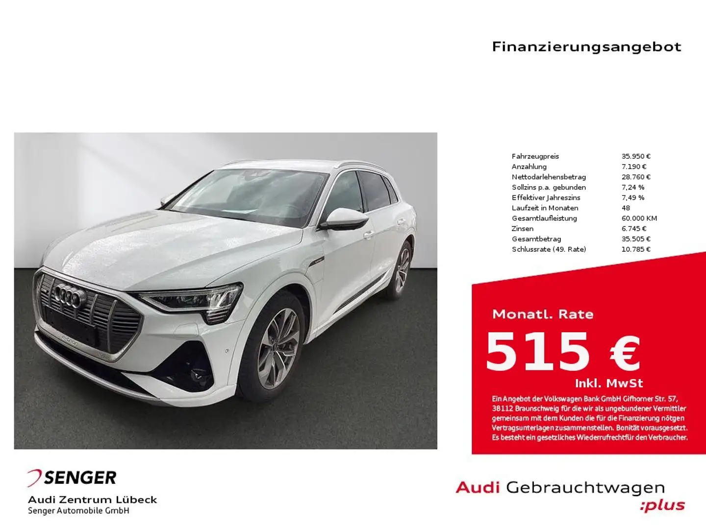 Audi e-tron 50 S line quattro Nav Matrix AHK PDC Luft Bianco - 1