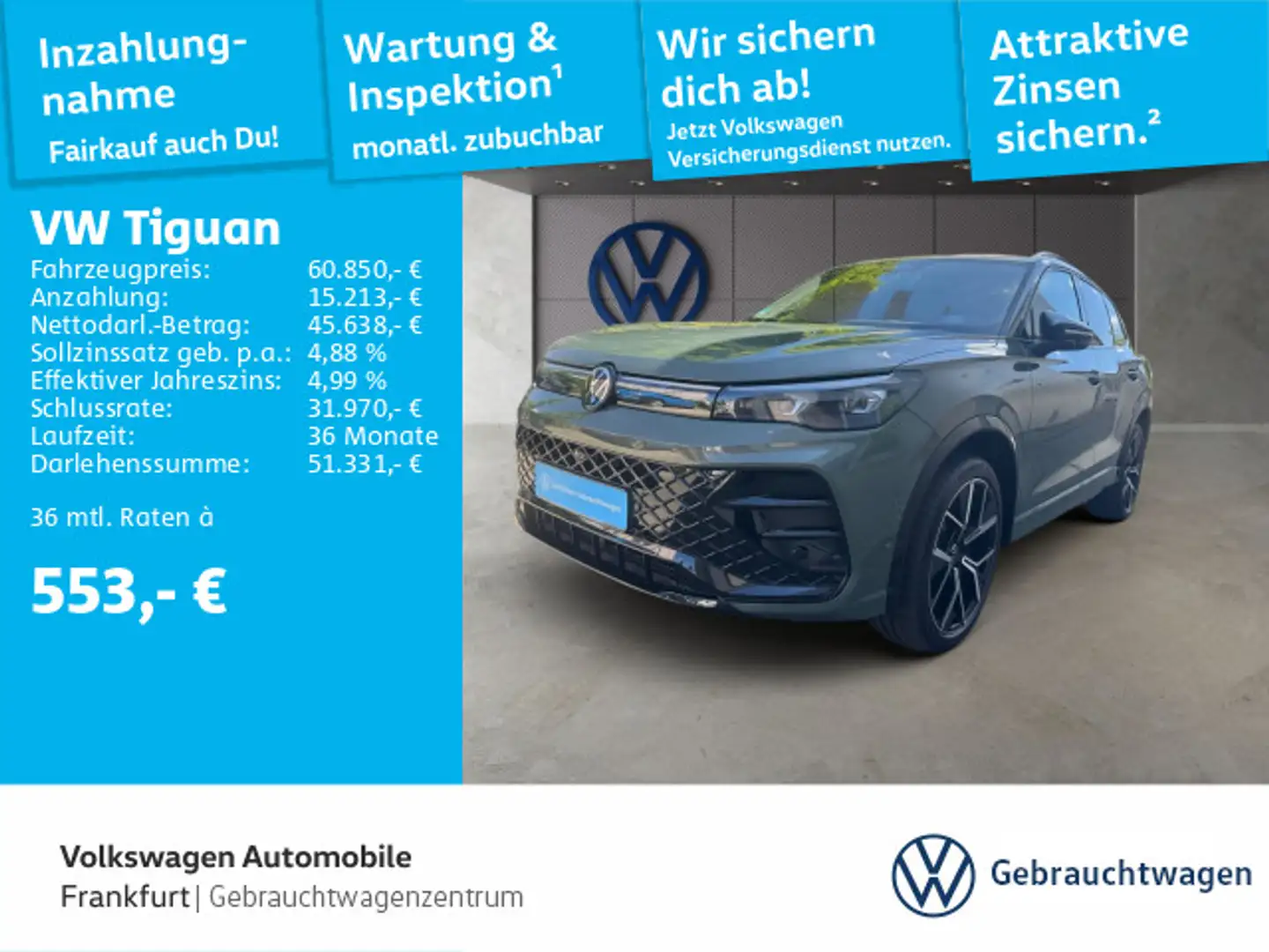 Volkswagen Tiguan 2.0 TSI DSG 4Motion R-Line Navi IQ.Light Grün - 1