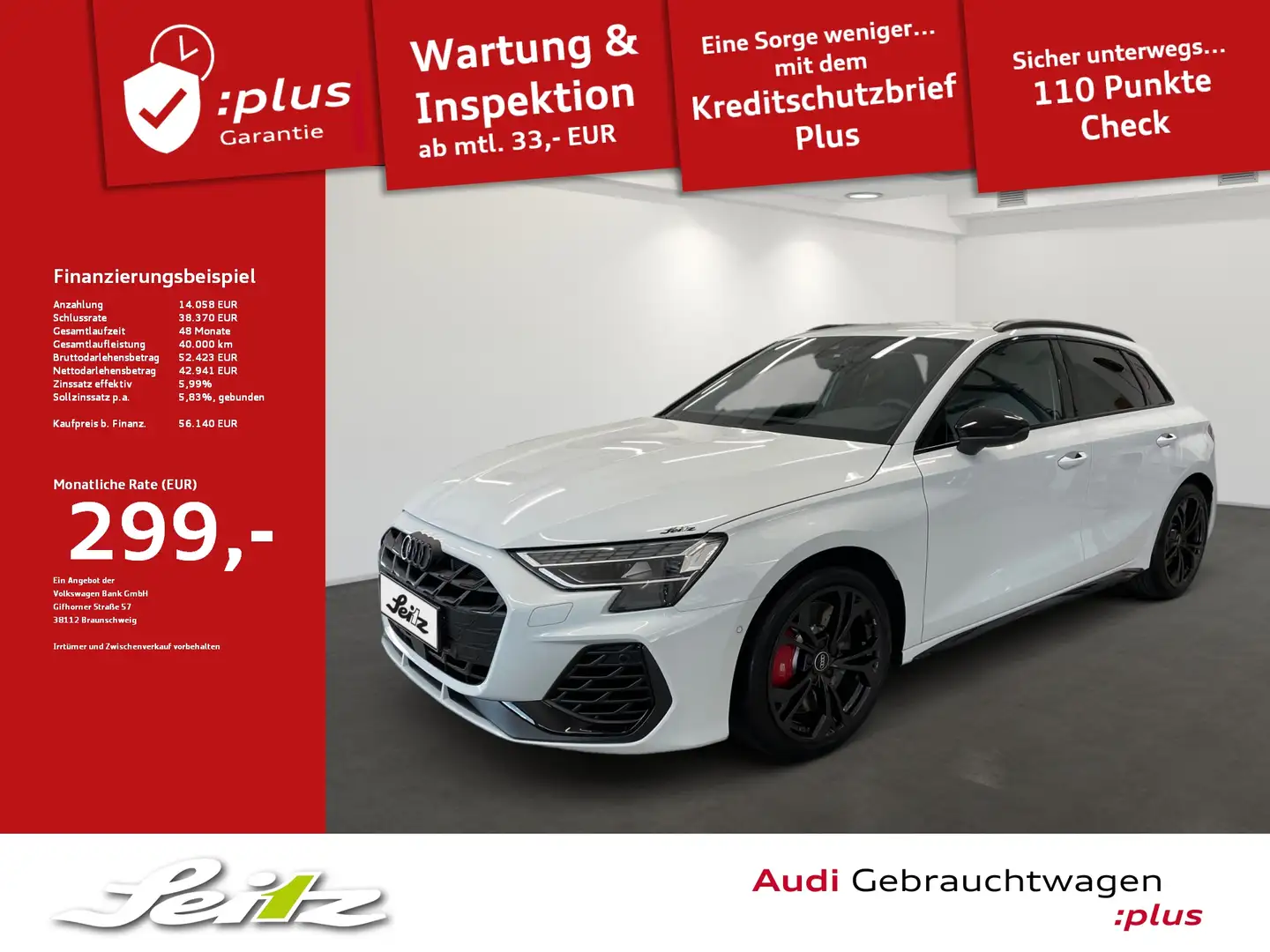 Audi S3 Sportback 2.0 TFSI quattro *HEAD-UP*SONOS*MATRIX*N Weiß - 1
