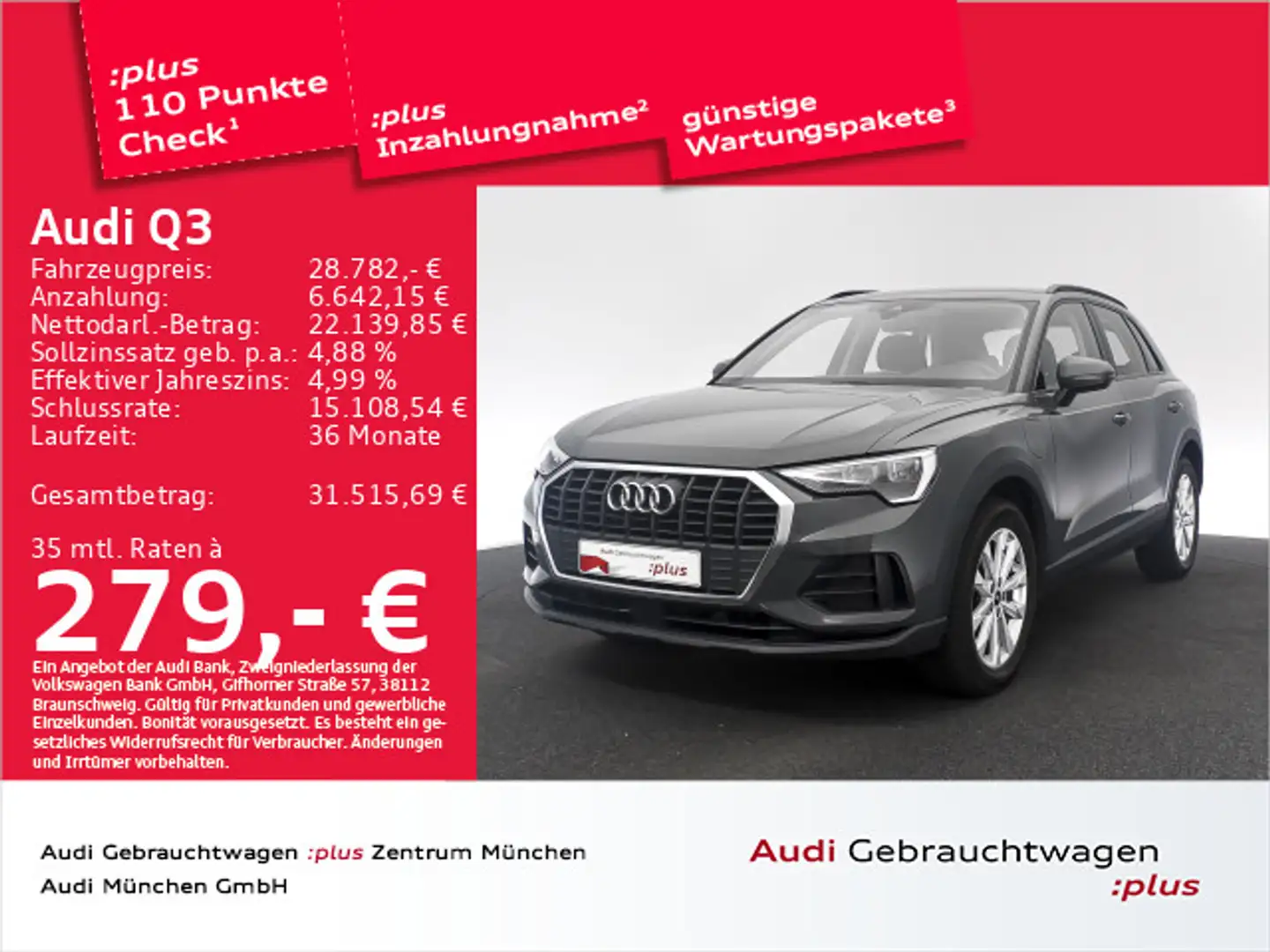 Audi Q3 45 TFSI e S tronic Navi+/PDC+ Gris - 1