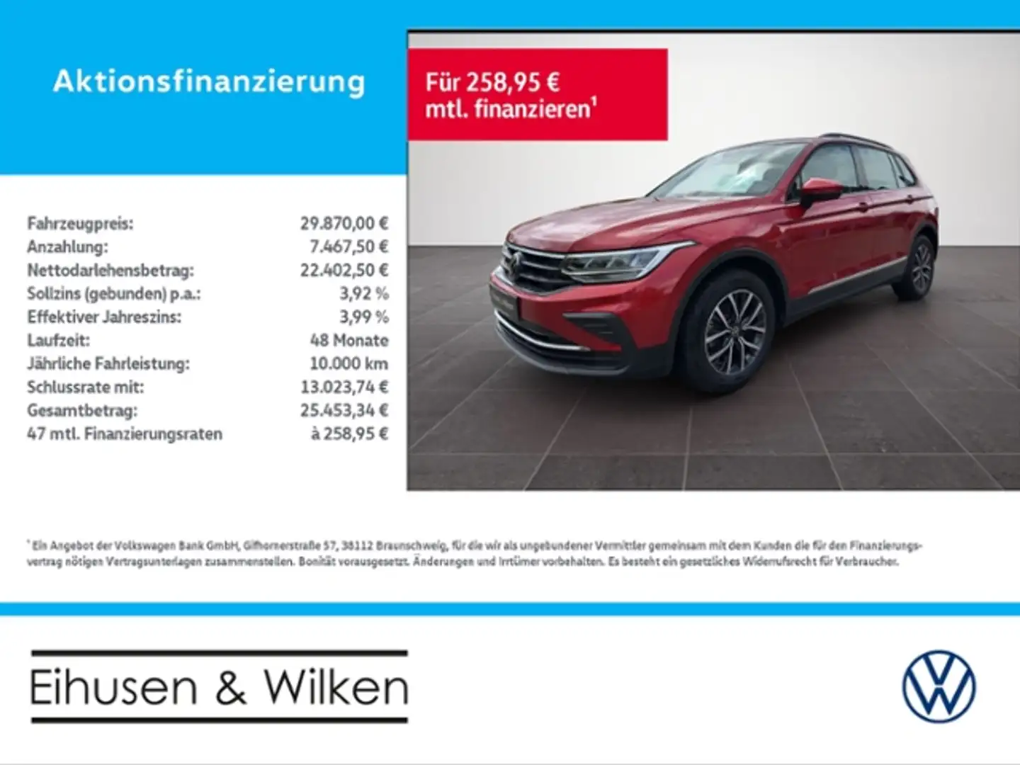 Volkswagen Tiguan Life 2.0+TDI+DSG+LIFE+NAVI+KAMERA+AHK+ Czerwony - 1