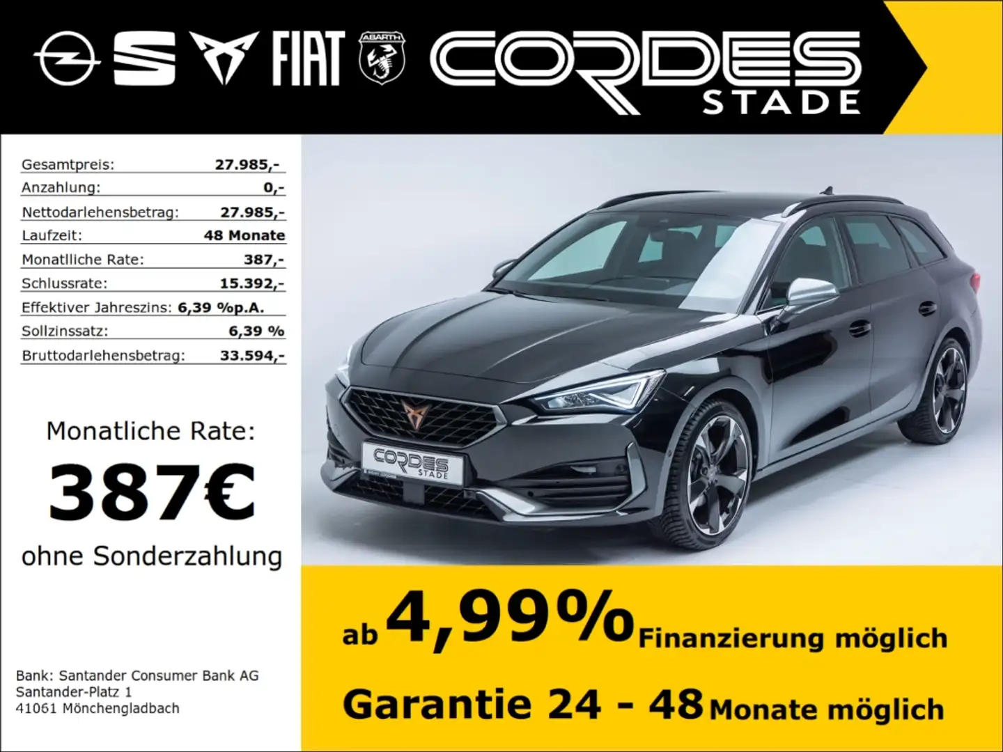 CUPRA Leon Sportstourer 1.5 eTSI Automatik Allwetter Kamera Zwart - 1