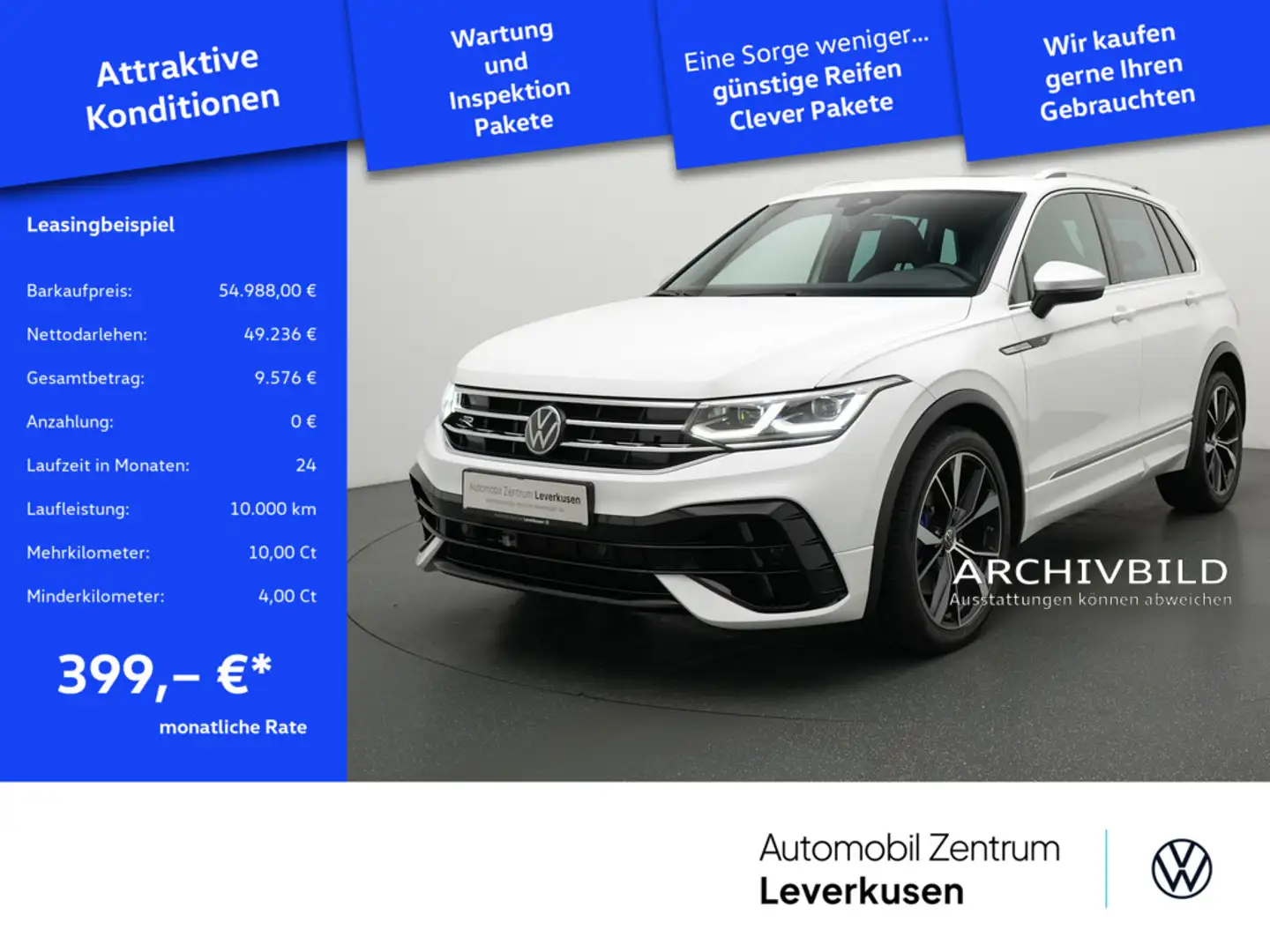 Volkswagen Tiguan R PANO MATRIX LEDER H/K AHK ACC KAM 36 Weiß - 1