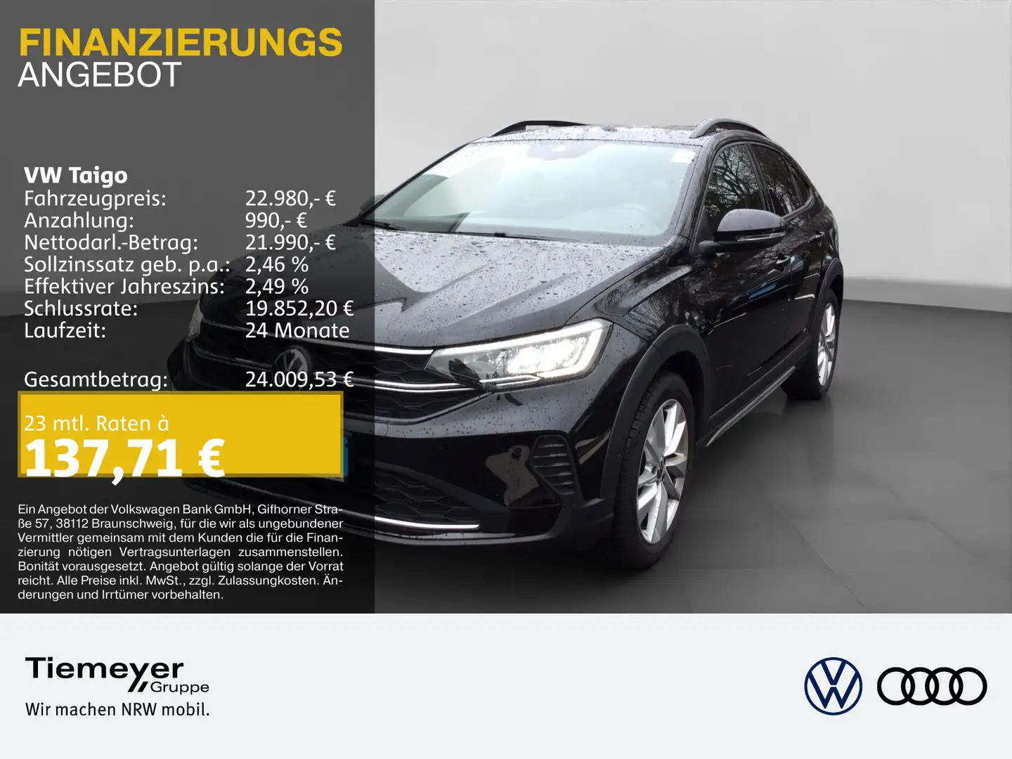 Volkswagen Taigo 1.0 TSI DSG GOAL+ LM17 NAVI SITZHZG ACC Schwarz - 1