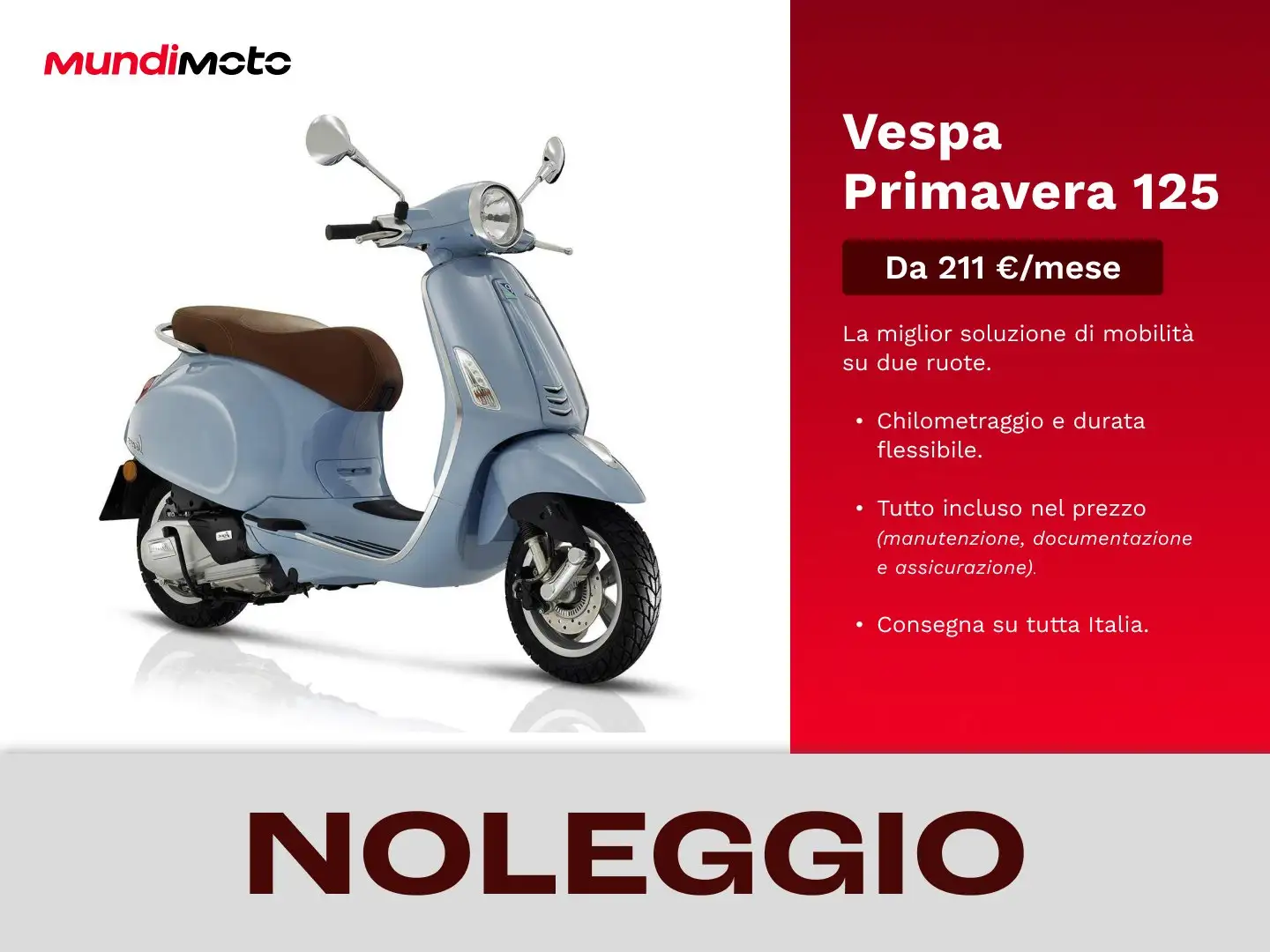 Vespa Primavera 125 Noleggio Roşu - 1