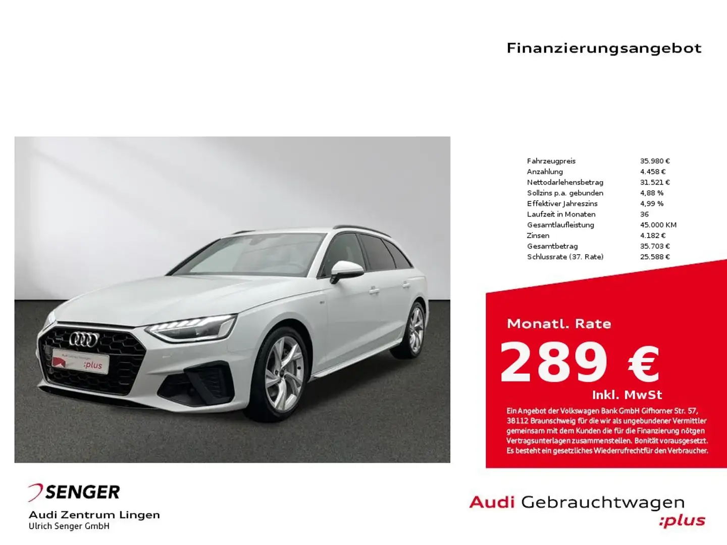 Audi A4 Avant S line 45 TFSI quattro MMI LED AHK Blanc - 1