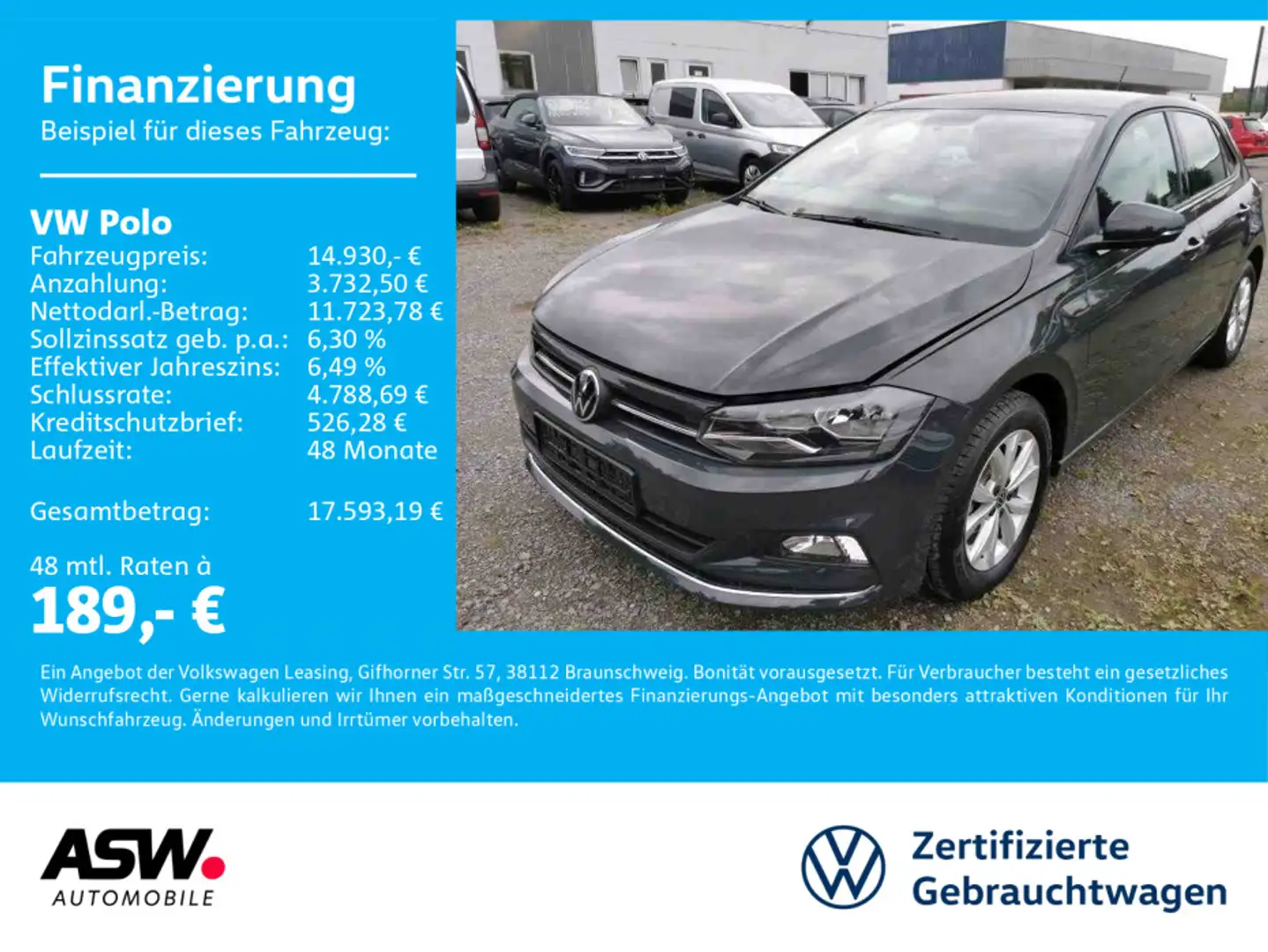 Volkswagen Polo Highline 1.0 TSI PDC Klimaanalge SHZ Grau - 1