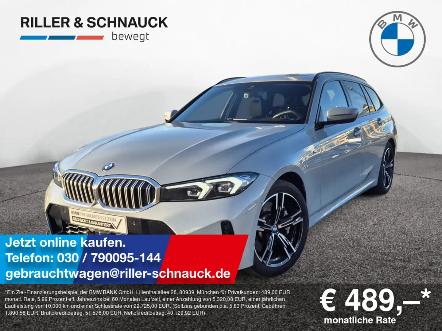 BMW 330 i Touring xDrive M Sport AHK+PANO+HUD+360° Gris - 1