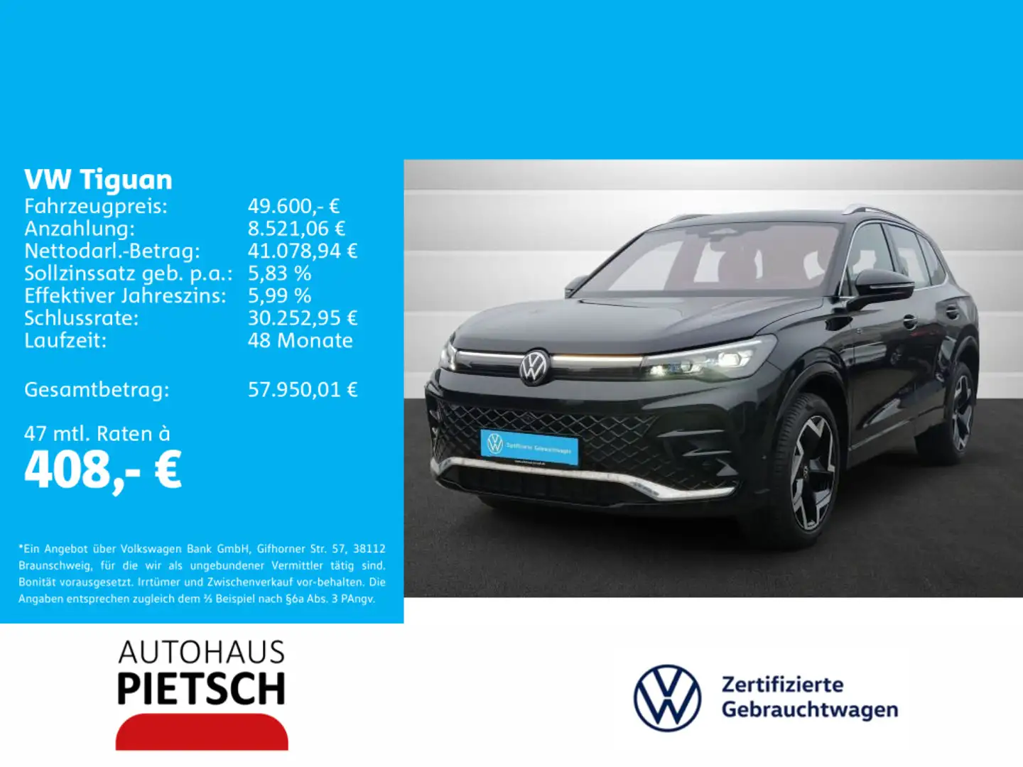 Volkswagen Tiguan 2.0 TDI 4Motion R-Line AHK Harman DCC Noir - 1