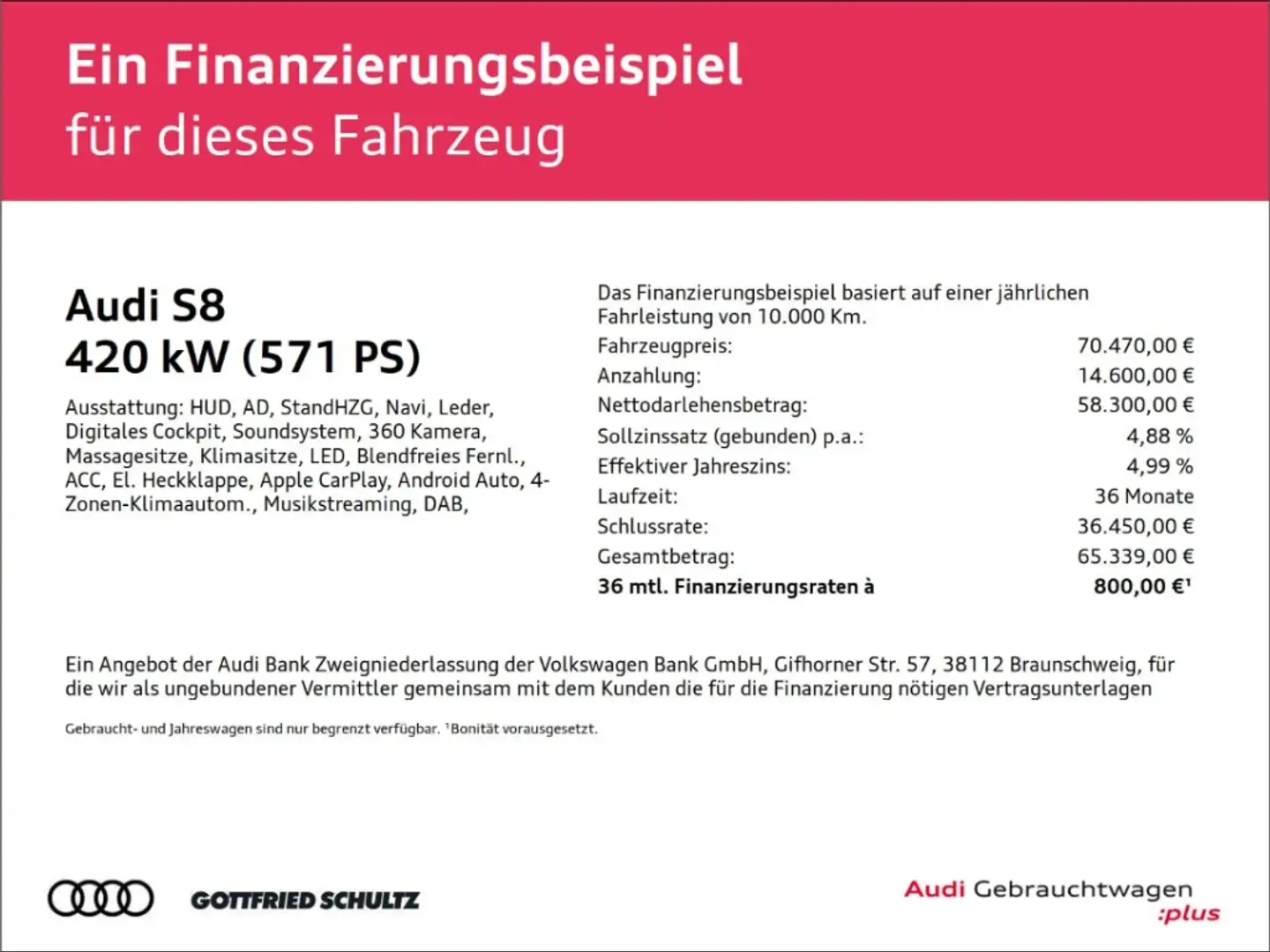 Audi S8 4.0 TFSI quattro LEDER B&O ACC STHZ Schwarz - 2