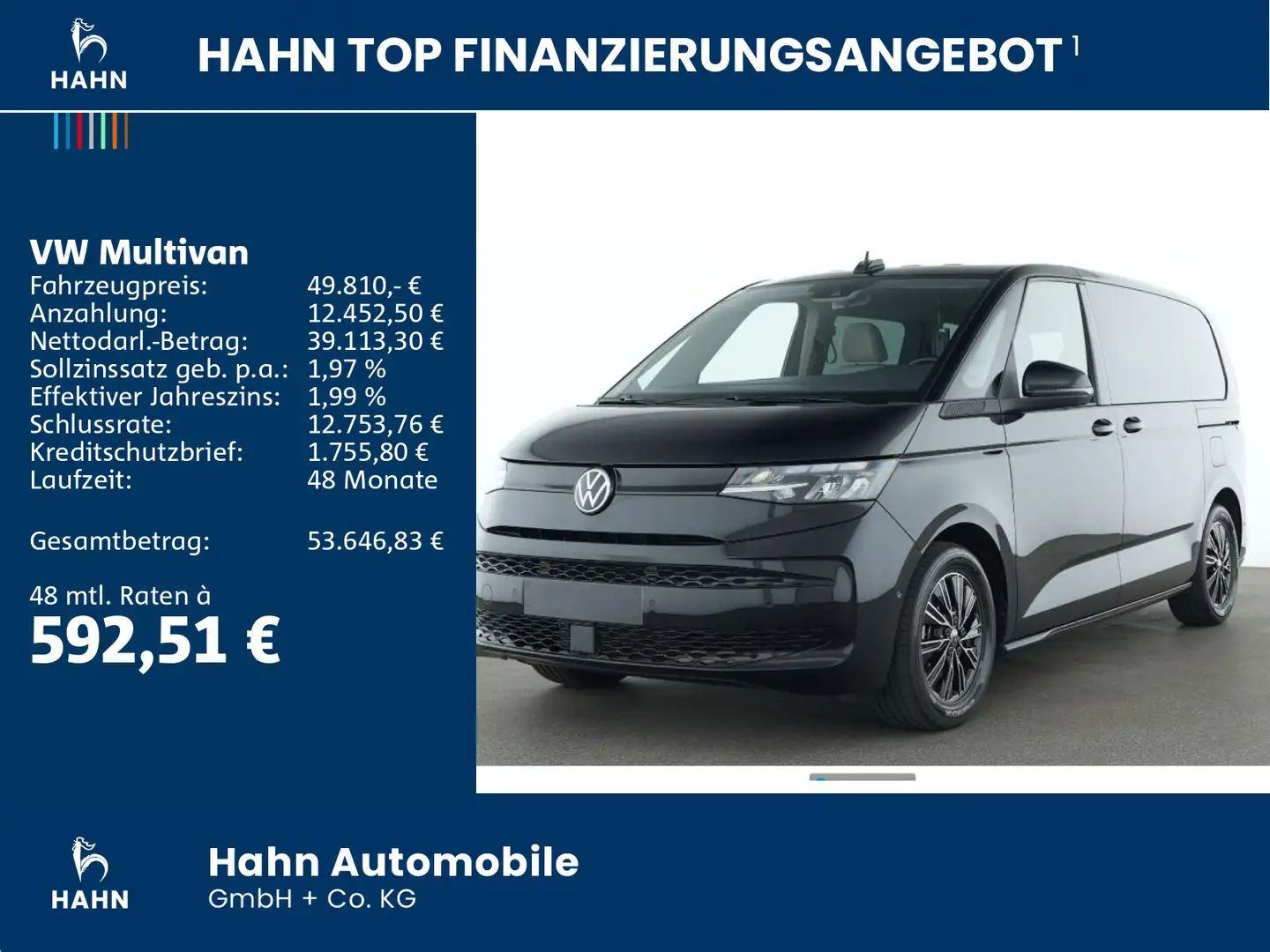 Volkswagen T7 Multivan T7 Multivan 2.0TDI AHK Dynamikfahrwerk Navi Schwarz - 2