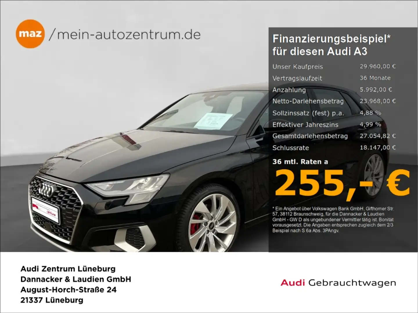 Audi A3 Sportback 35 1.5 TFSI Alu LED App-Connect Kamera S Schwarz - 1