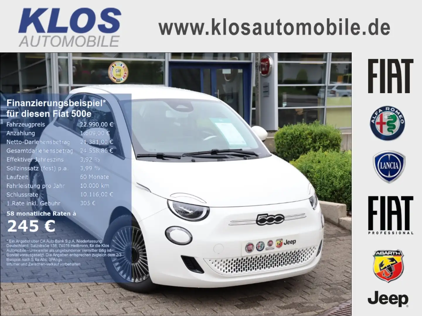 Fiat 500e ICON 42kWh KOMFORT WINTER NAVI ALU KLIMAAUTOMATIK Blanco - 1
