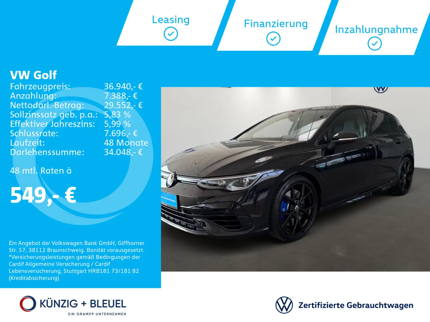 Volkswagen Golf R 2,0 TSI DSG 4 M*Nav*LEDER*Kam*BlackStyle* Black - 1