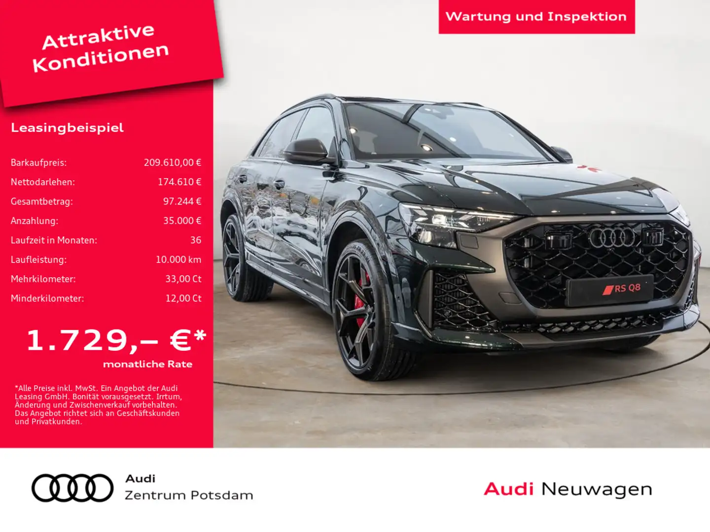 Audi RS Q8 performance LASER SITZBELÜFTUNG STANDHZ Groen - 1