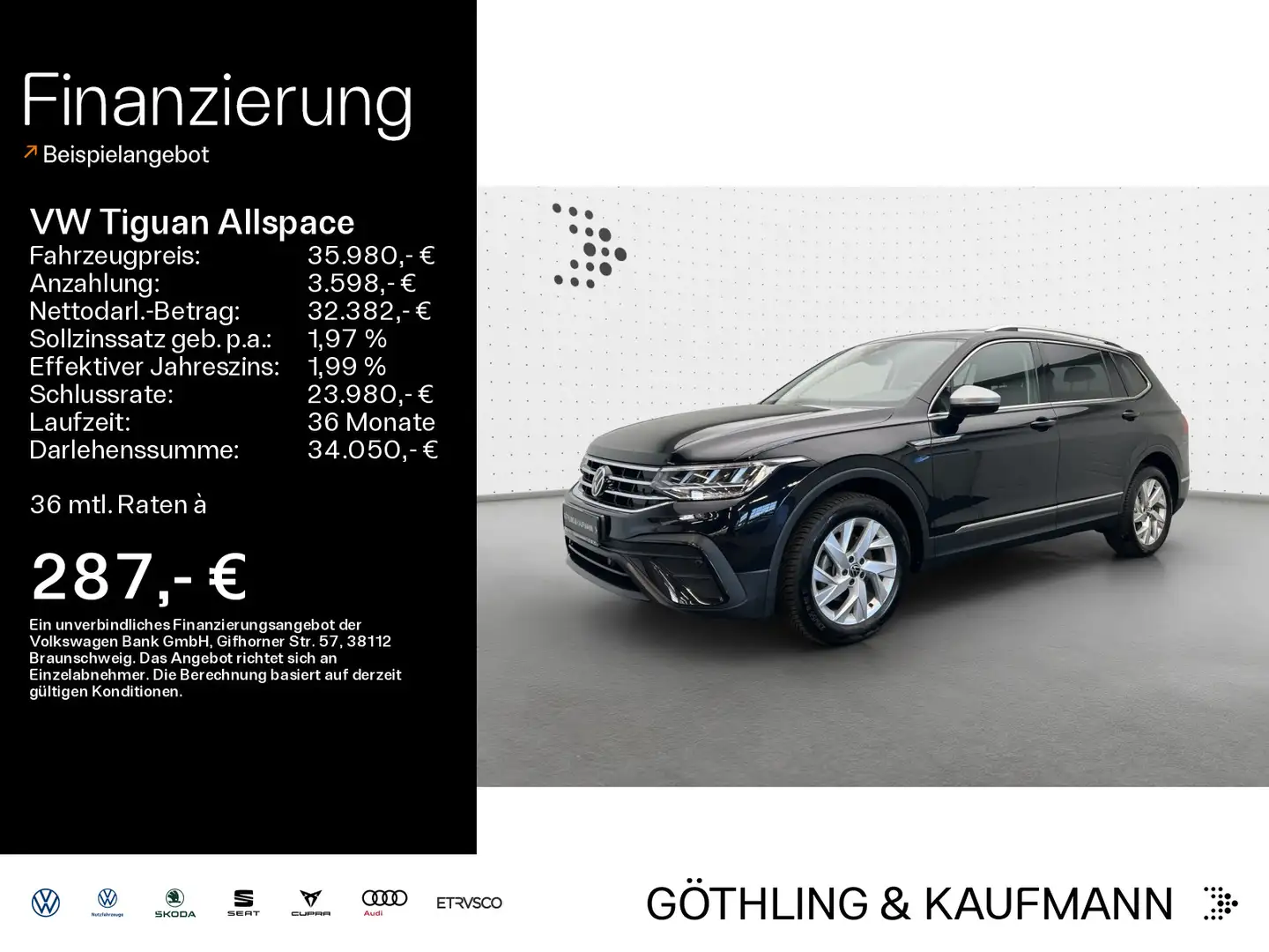 Volkswagen Tiguan Allspace Life 1.5 TSI 110kW*DSG*AHK*NAVI* Schwarz - 1