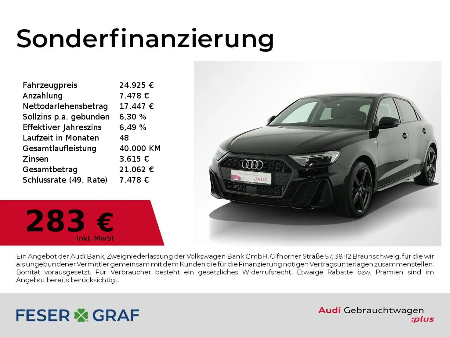 Audi A1 Sportback 30 TFSI S tronic S Line Ext LED, Schwarz - 1