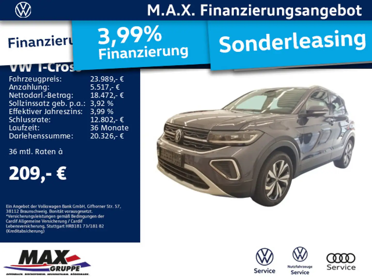 Volkswagen T-Cross 1.0 TSI DSG STYLE MATRIX LED+DCP+ACC+APP Silber - 1