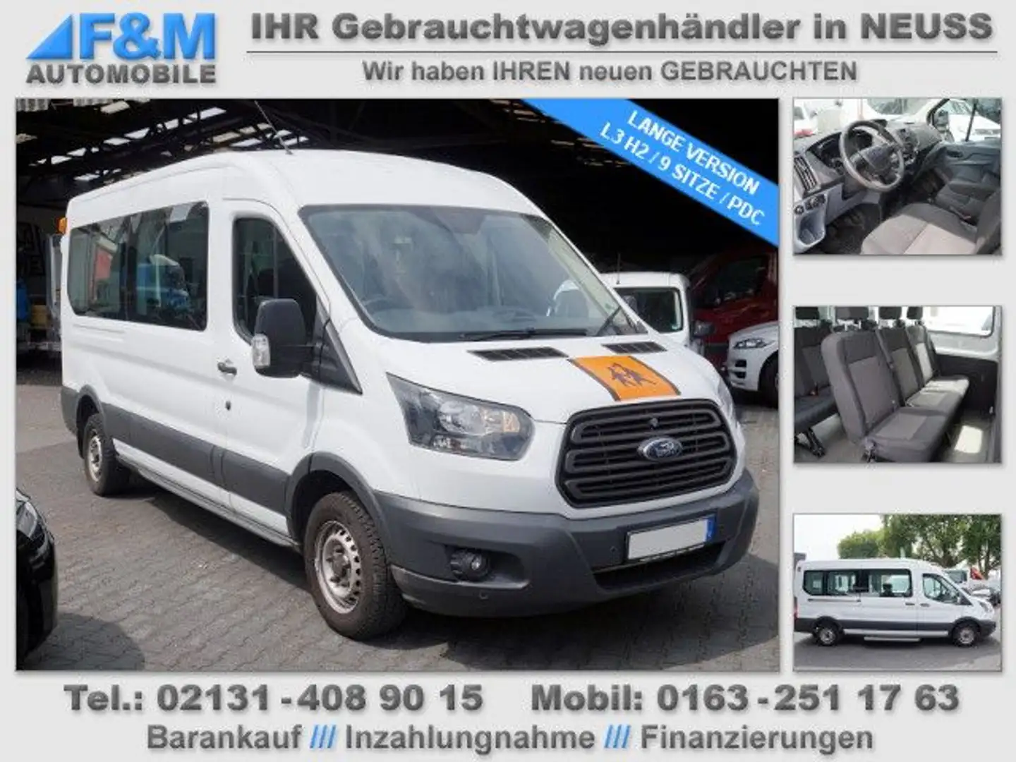 Ford Transit Lang L3H2 Schulbus 9 Sitze PDC Blanc - 1