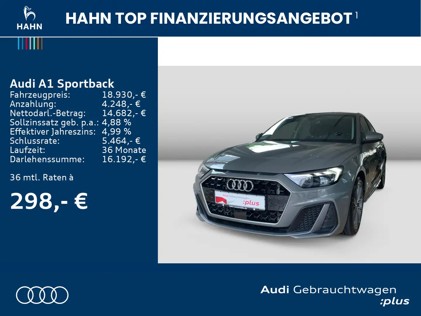 Audi A1 30TFSI 6-Gang S-line Navi LED PDC Gris - 2