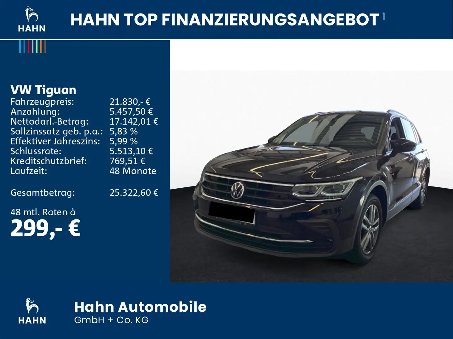 Volkswagen Tiguan 1.5TSI Life Standh Navi Matrix App-Connec Schwarz - 2