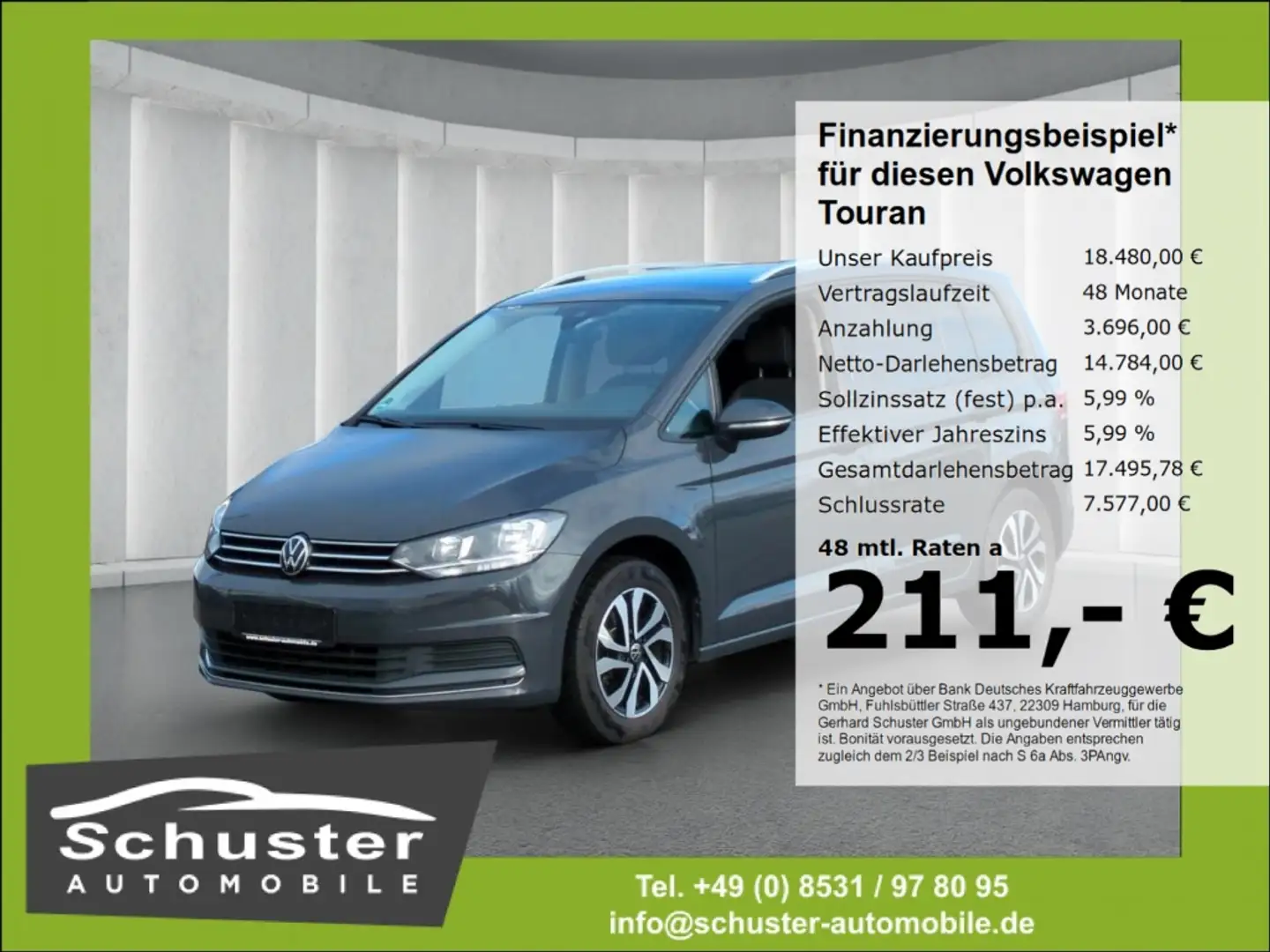 Volkswagen Touran 2.0TDI Active Navi ACC Klimaaut SHZ 2xPDC DAB BT-F Grau - 1