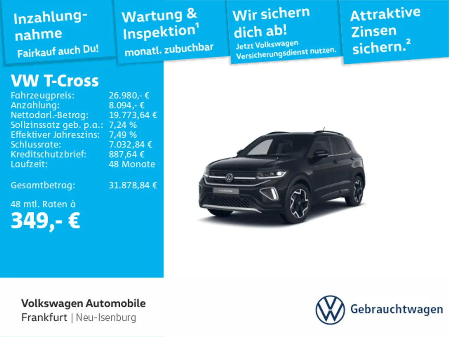 Volkswagen T-Cross 1.5 TSI DSG R-Line Navi AHK IQ.LIGHT - L Schwarz - 1