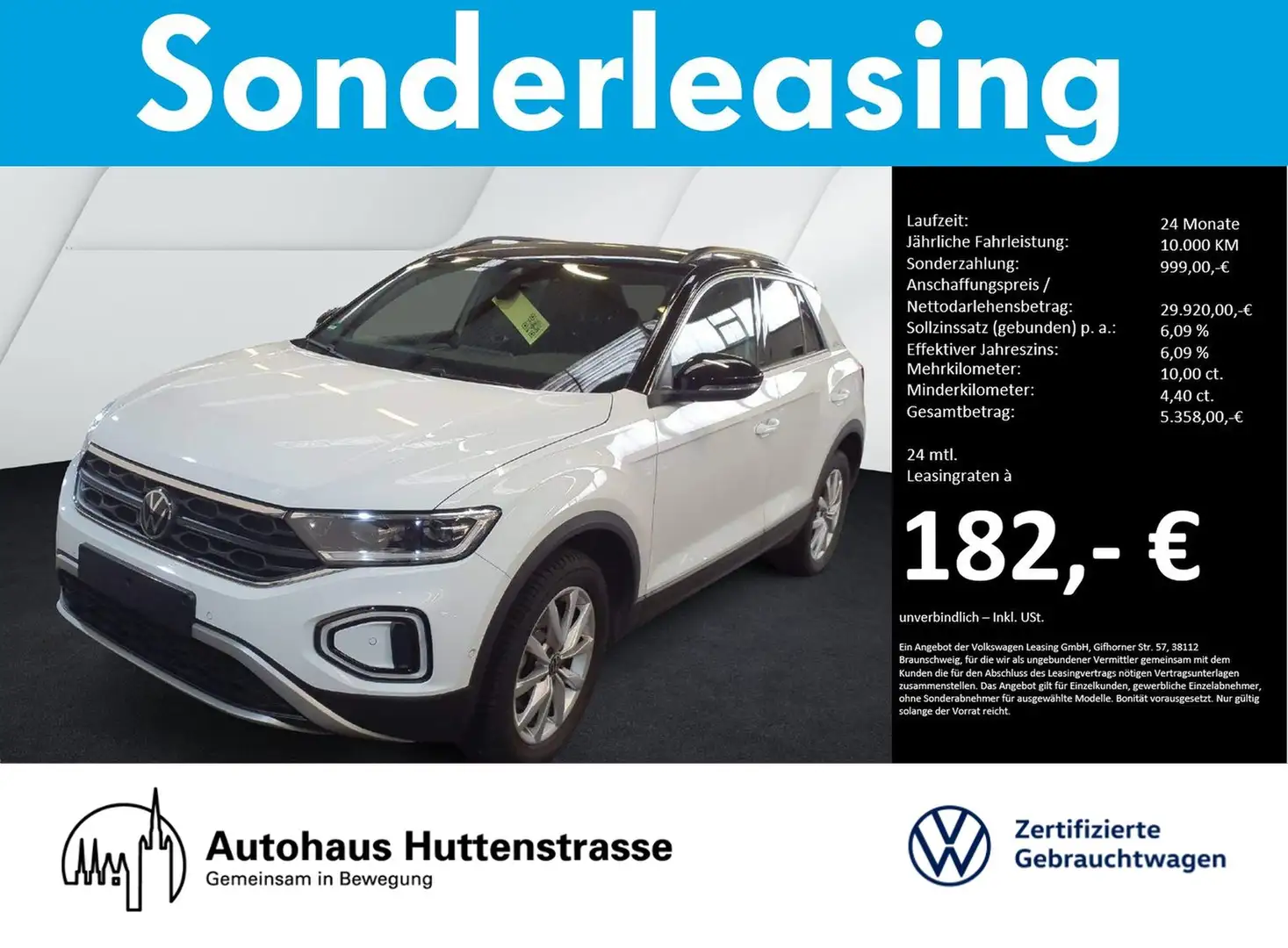 Volkswagen T-Roc 2.0 TDI DSG Goal LED+ NAVI KAMERA AHK Weiß - 1