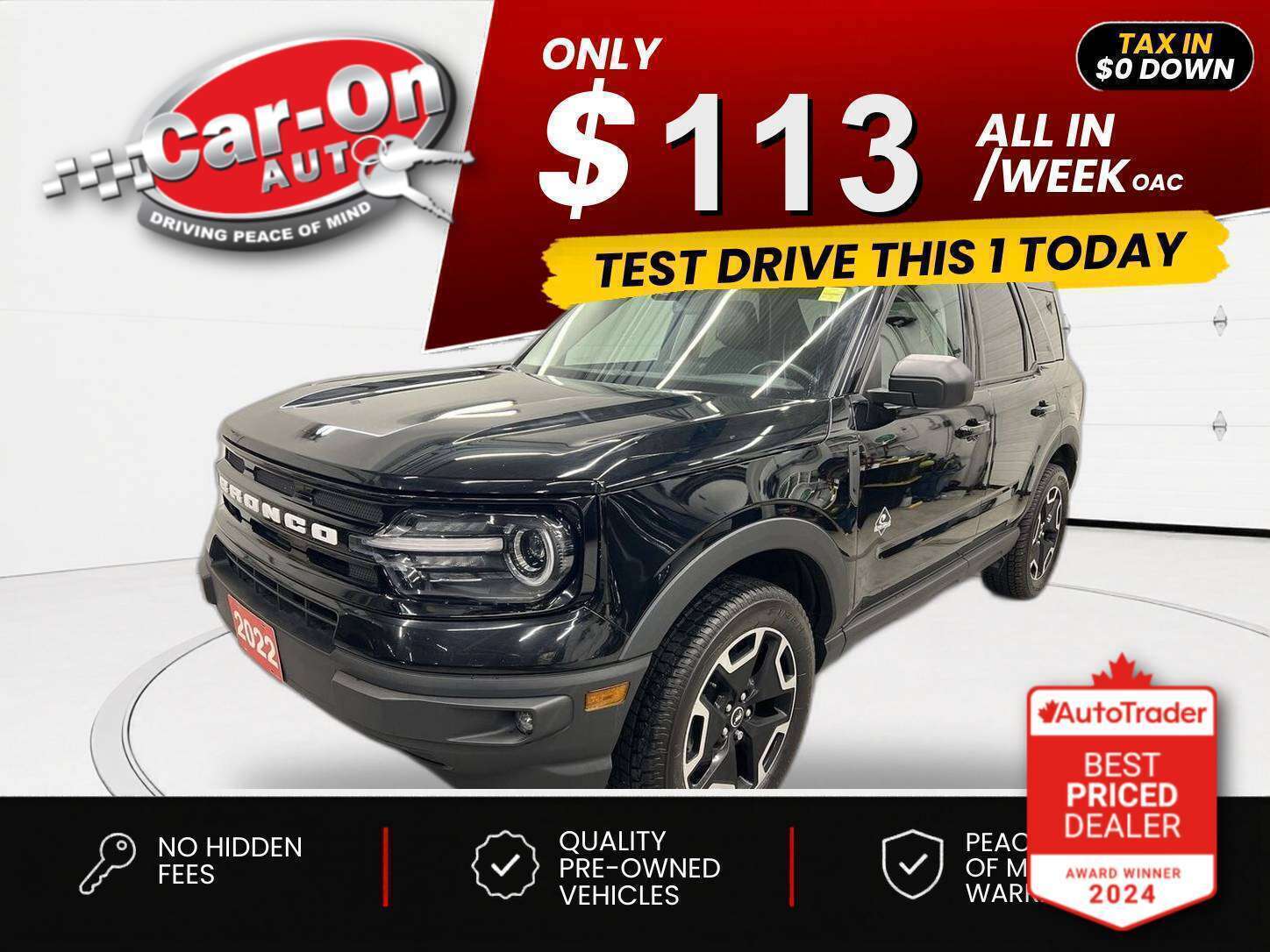 Black 2022 Ford Bronco Sport Outer Banks AWD SUV / Crossover All-Wheel Drive Automatic